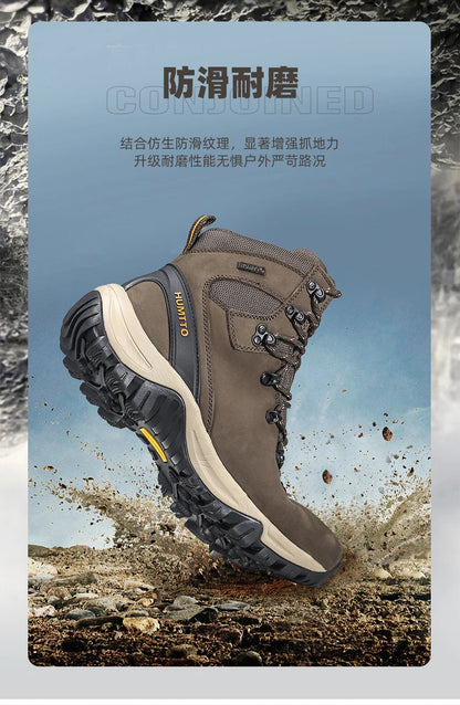 Zapatos de senderismo HUMTTO, botas de caza impermeables para hombre, botas tácticas de combate para desierto hasta el tobillo, botas de trekking para hombre y mujer, zapatillas cálidas de cuero