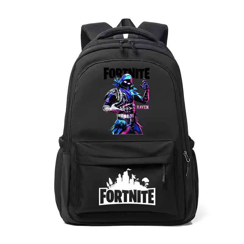 Mochila Fortnite para Crianças, Portátil e de Grande Capacidade, Mala Escolar de Estudante com Estampado Cartoon e Alças de Ombro, Material Escolar para Rapazes, Presente