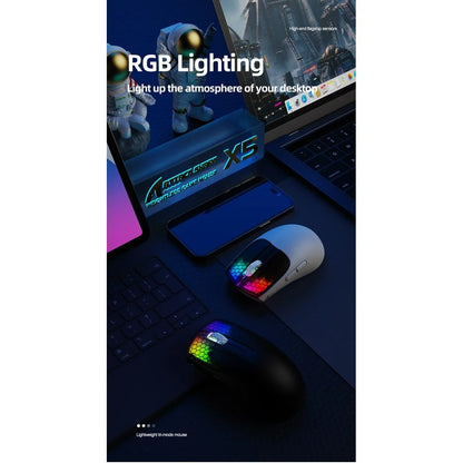 ATTACK SHARK X5 kabellose Gaming-Maus, leicht, Tri-Mode-Verbindung 2.4GHz/kabelgebunden/Bluetooth, RGB-Makro-Maus