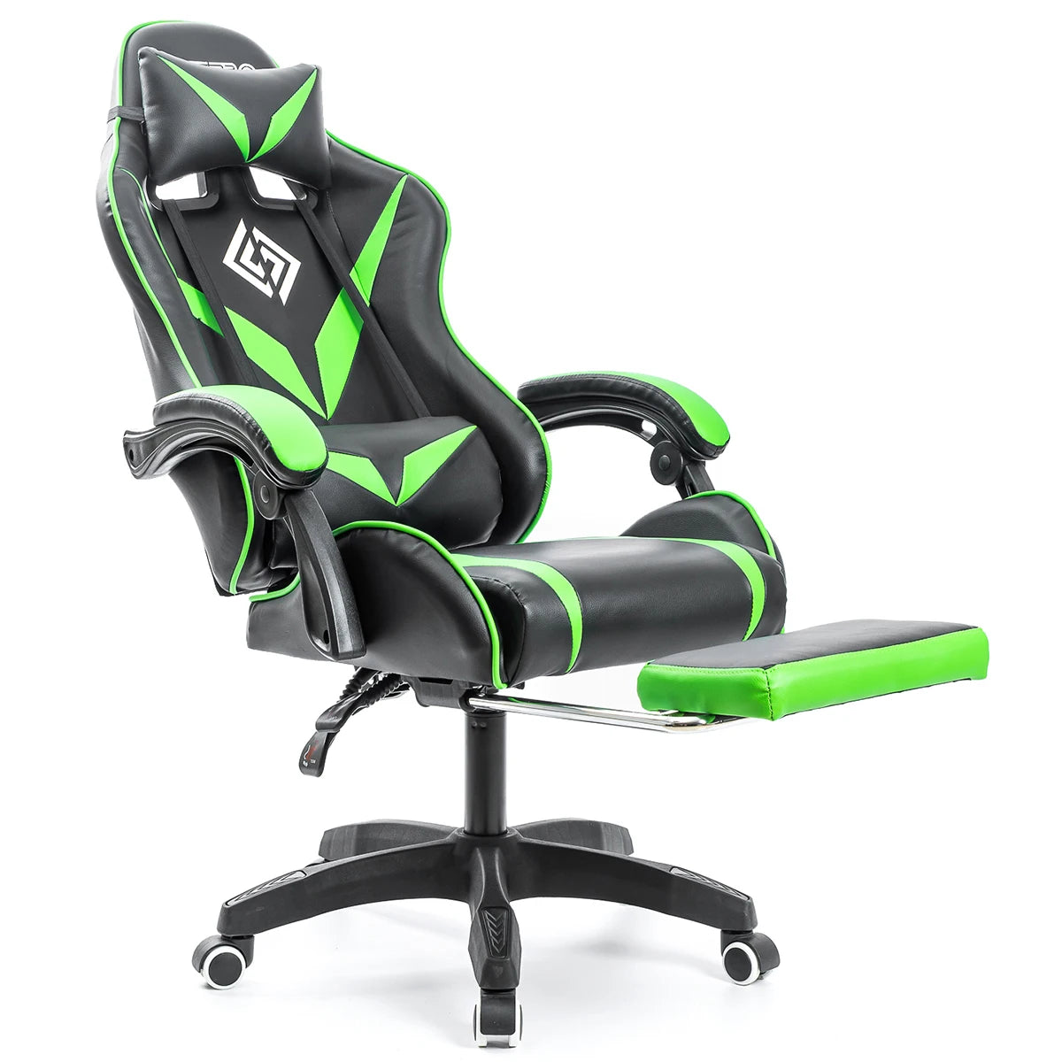 200Lbs Load Gaming Chair with Massage Ergonomic Computer Chair Footrest and Lumbar Support Reclining PC Chair Adjustable Armrest