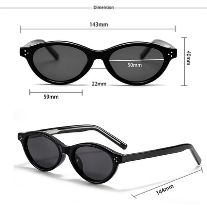 CATERSIDE Retro Oval Sunglasses for Women Men Tr Frame Acetate Pin Leg Polarized UV400 Protection Fashion Cat Eye Sun Glasses