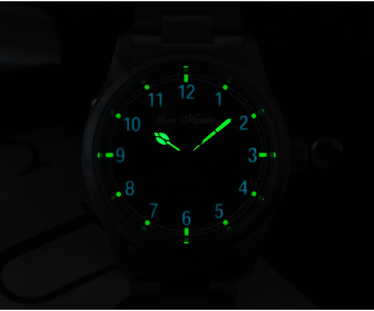 San Martin Simple Men's Watch 37mm Pilot Miyota 8215 Classic Military Explore Automatic Mechanical Watches Waterproof 100m