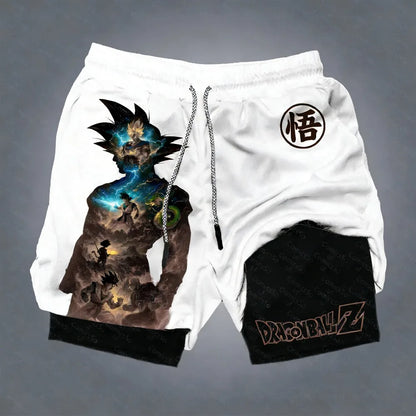 Pantaloni scurți unisex Dragon Ball Goku, stil Harajuku, cu imprimeu anime, produs nou vara 2026, croială lejeră, sport, respirabili, cu uscare rapidă, strat dublu