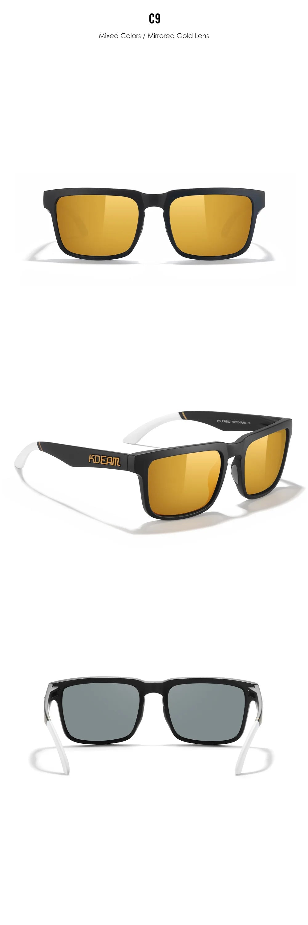 KDEAM Large Size Square Men's Sunglasses Polarized Photochromic Oversized Sun Glasses Fashion Women Shades Upgraded Edition