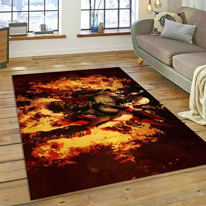 God of War Games Kratos Cartoon 3D Rug Carpet for Living Room Bedroom Home Decor,Floor Mat Non-slip Decoration for Sofa Doormat