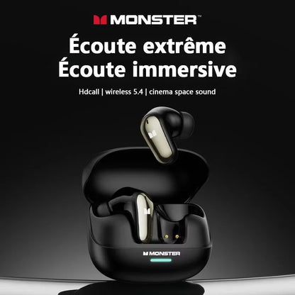 Monster MQT52 kabellose Bluetooth 5.4-Ohrhörer mit langer Akkulaufzeit, Gaming-Kopfhörer im Dual-Modus, Hi-Fi-Stereoklang-Headset mit Mikrofon