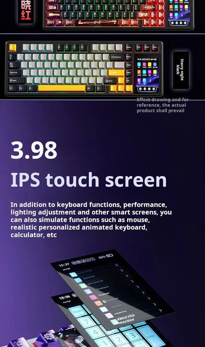 AULA L99 intelligente mechanische Tastatur mit Display, Bluetooth, kabellos, Tri-Mode, Nacht-Gaming-Laptop-Tastatur, 8000mAh, Raindrop Switch