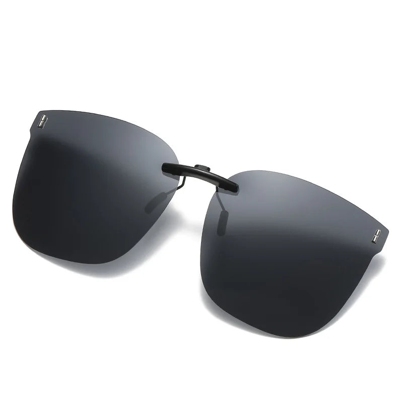 New Arrival Polarized Flip-up Clips Sunglasses for Myopia glasses, Retro Big Size Square Al-Mg glass Clip-on Sunglass Clip C3167