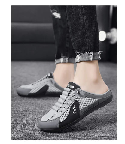 Slip-On-Sportschuhe für Herren mit Schnürung, atmungsaktivem Mesh, unisex, für Frühling und Herbst, niedrig geschnitten, flach, schnell und einfach anzuziehen