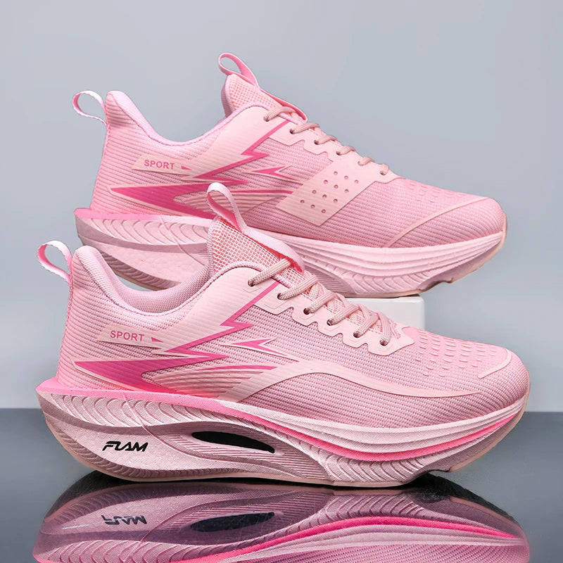 Scarpe sportive da running Marathon da uomo, con piastra in carbonio, cuscino d’aria, traspiranti e leggere, sneakers atletiche da donna comode e antiscivolo