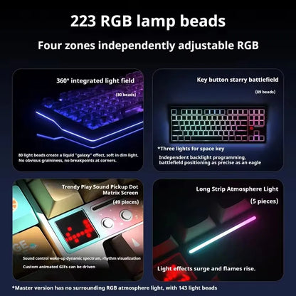 Teclado Mecânico AULA F87 Pro V2, 3 Modos Sem Fios, Bateria de Longa Duração 12000mAh, Hot-Swap, RGB Personalizável, Teclado E-Sports para PC Gaming