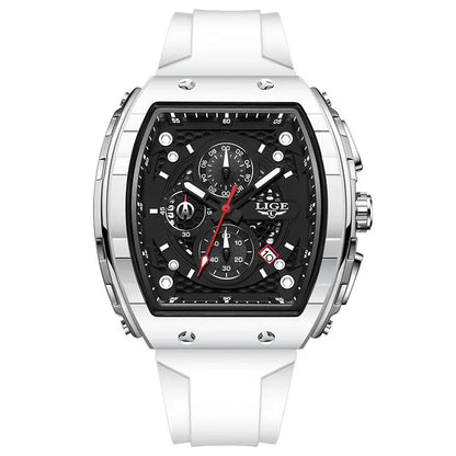 LIGE Man Watch Fashion Luxury Waterproof Silicone Strap Quartz Men's Watches Luminous Sports Auto Date Chronograph Simple Clocks