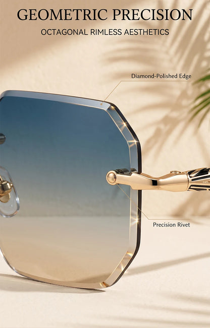 Square Rimless Punk Sunglasses Men 2026 Luxury Brand  Polygon Frameless Sun Glasses For Male Steampunk Driving Eyewear Shades