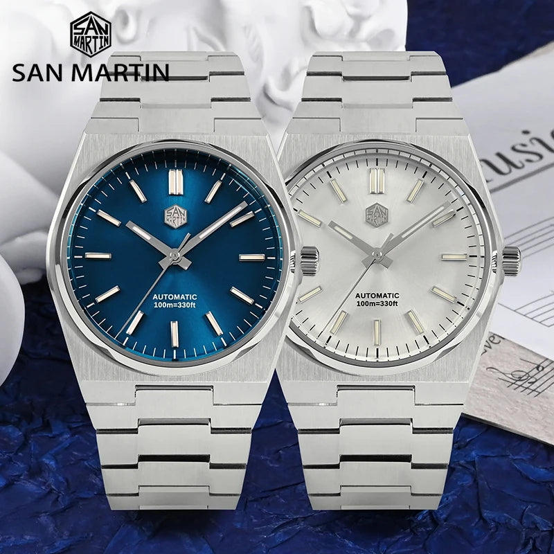 San Martin klassische Herrenuhr 40mm Miyota 9015 Luxus-Dresswatch Automatik-Mechanikuhr mit Schnellwechselarmband SN0023 Reloj