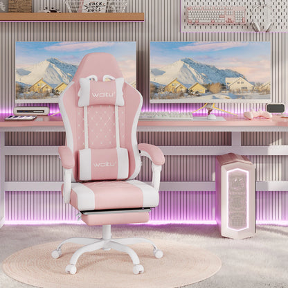 Sedia da ufficio girevole WOLTU con funzione massaggio, poltrona ergonomica con cuscino e poggiapiedi, sedia gaming regolabile in altezza