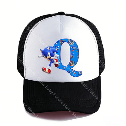 Summer Black Baseball Caps for Adult Cartoon Letters Sonics Boys Girls Outdoor Sports Breathable Mesh Hat Cute Anime Sunbonnet