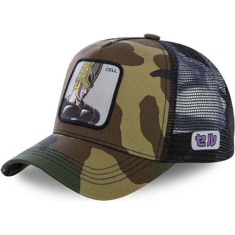 New Dragon Ball Son Goku Cap Summer Travel Peaked Cap Men's Embroidery Hip-Hop Cap Style Sun Visor Adjustable Trucker Mesh Cap