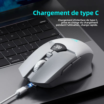 Mouse Bluetooth wireless con display digitale della batteria, mouse ergonomico silenzioso per PC, laptop e gaming, 2.4G/Bluetooth 5.0
