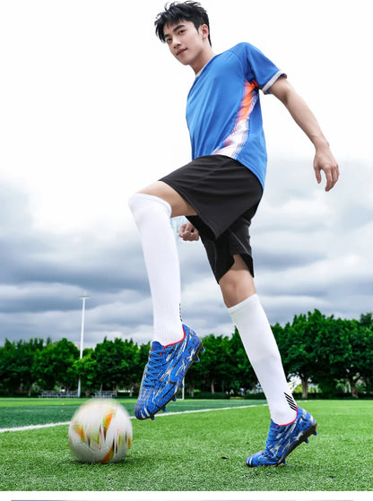 Chaussures de football à crampons longs et basses, chaussures de sport respirantes et antidérapantes pour hommes, chaussures de sport résistantes à l'usure pour l'entraînement sur gazon naturel