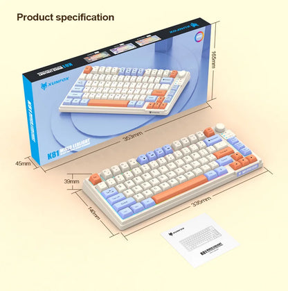 Teclado Gaming K81 com 81 Teclas, Layout 80%, Espanhol, Russo, Coreano e Árabe, USB com Fio, Luz RGB, Botão de Volume, Ergonómico