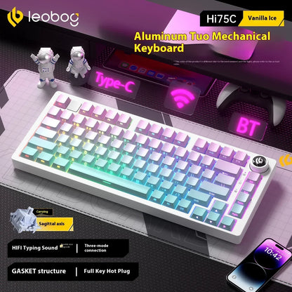 LEOBOG Hi75C Mechanical Keyboard 3Mode/Wired kit Hot Swap With Knob RGB Aluminium Alloy Gasket Hi75C Keyboard Kit PC Custom Gift