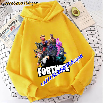 FORTNITED Kinder-Langarm-Hoodie für Mädchen und Jungen, Streetwear, Pullover-Sweatshirt für Babys, Anime-Mode, Kinderoberteil, Geschenk
