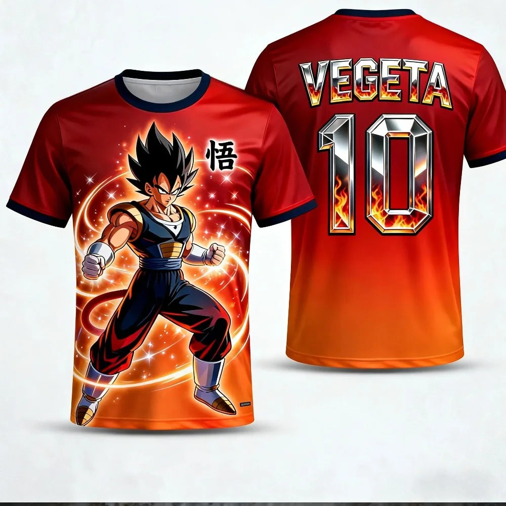 2026 Summer Dragon Ball T-shirt Men's Breathable 3D Printed Casual Family Unisex Kids Sports Football Training Jersey