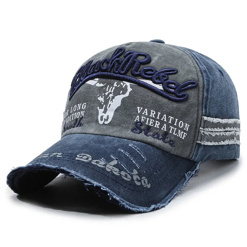 Neue coole Herren-Baseballcap aus gewaschener Baumwolle im Retro-Stil für alle Jahreszeiten – Outdoor-Sportkappe für Herren als Accessoire
