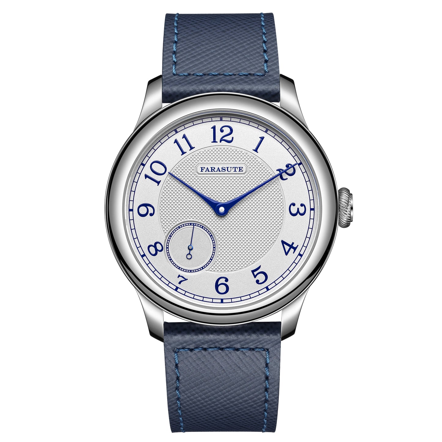 Relógio masculino FARASUTE NEW Machinery com mostrador salmão, movimento mecânico manual ST17, pequeno segundeiro e bracelete Bonklip vintage