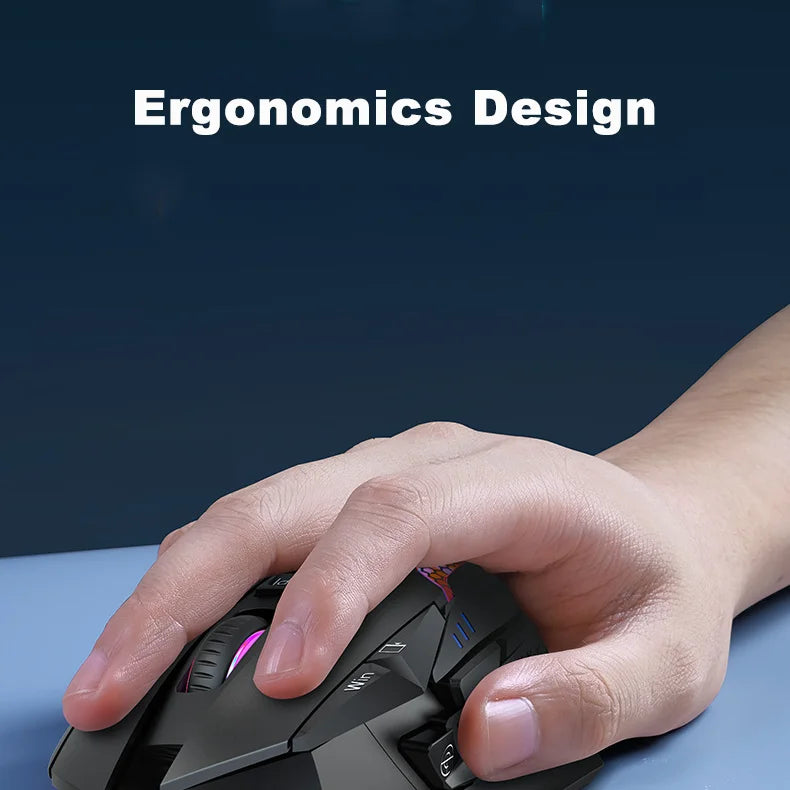 Rato Gaming com Fio 12000 DPI Ajustável, Programação de Macros, Retroiluminação RGB, Design Ergonómico, Tecla Fire, E-sport, Rato para PC