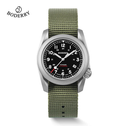 Boderry Field Watch VOYAGER Mens Watches 100M Waterproof Titanium Automatic Luminous For Seiko Movement Wristwatch