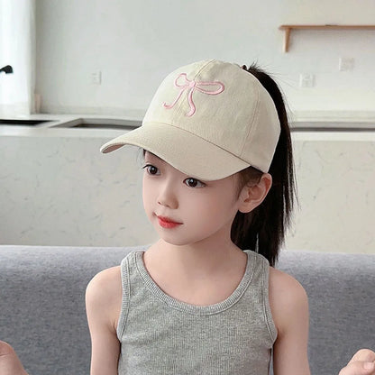 Fashion Kids Baseball Caps for Boys Girls Sun Hat Hollow High Ponytail Caps Children Sunshade Baseball Caps for age 4-12 Years