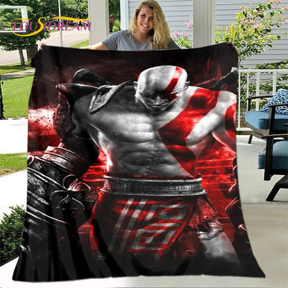Game God of War Gamers Soft Plush Blanket,Flannel Blanket Throw Blanket for Living Room Bedroom Bed Sofa Picnic Cover Bettdecke