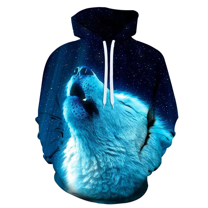 Animal Wolf graphic Men's Fashion 3D Print Outdoor Hoodie Streetwear Hoodies Hooded Front Pocket Designer Hoodie Sweatshirt