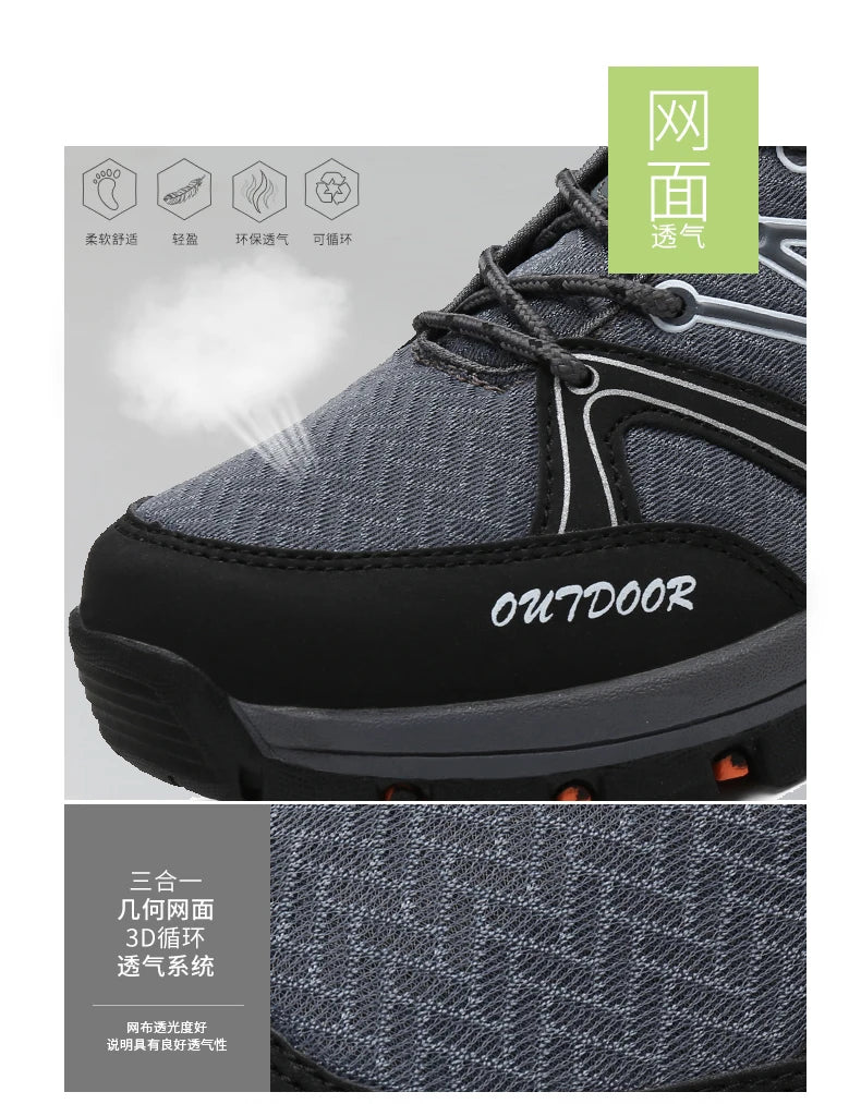 Marken-Wanderschuhe für Herren, atmungsaktive Mesh-Reiseschuhe, wasserdichte Outdoor-Schuhe für Jagd und Angeln, Berg-, Offroad-, Reit- und Sportschuhe