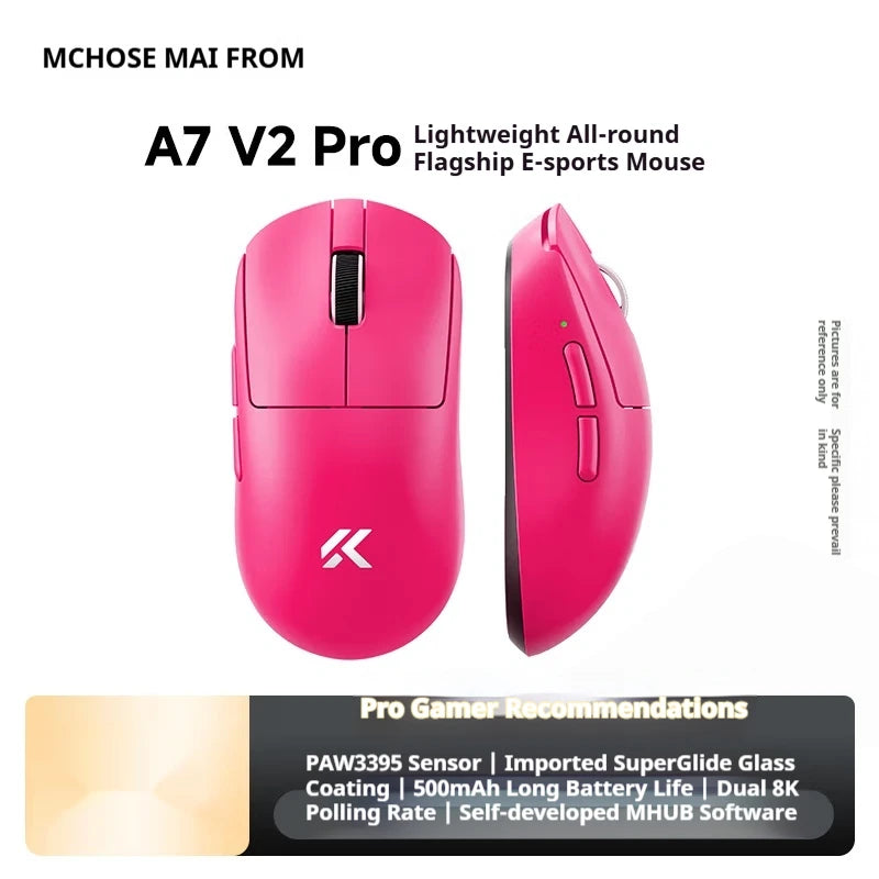 Mouse wireless MCHOSE A7 V2 Ultra+ Tri-Mode ultraleggero Paw3950 Ti 42000dpi 500mah per PC, esports e laptop, accessori gaming