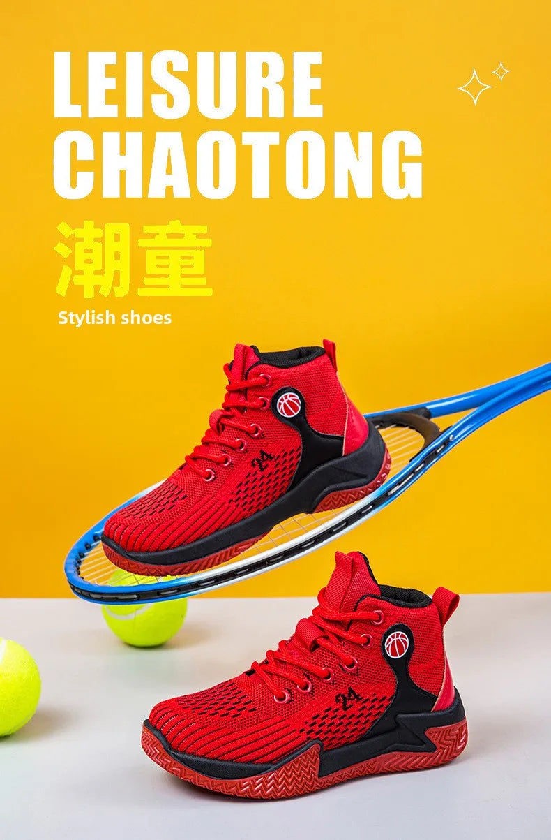 Large Size High-Top Sports Shoes Men's Casual Breathable Comfortable Thick-Soled Basketball and Running Shoes