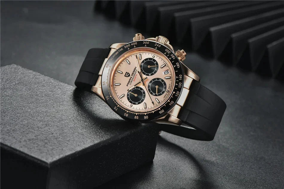 Novo Original PAGANI DESIGN PD-1664 Relógio de Pulso de Luxo para Homem, Movimento de Quartzo Japonês VK63, Safira, Cronógrafo Resistente à Água, Dourado