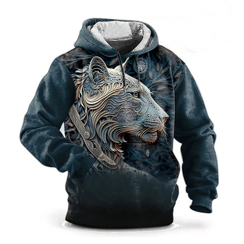 Felpe con cappuccio 3D Print Animal Wolf da uomo e donna, moda autunnale streetwear oversize, pullover Y2K unisex