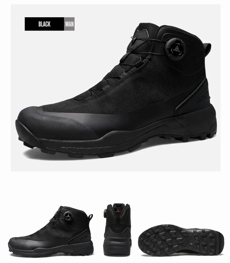 HUMTTO Lederschuhe für Herren Winter Camping Outdoor Herren-Sportschuhe Atmungsaktive Trekkingstiefel für Männer Rutschfeste Wandersneaker