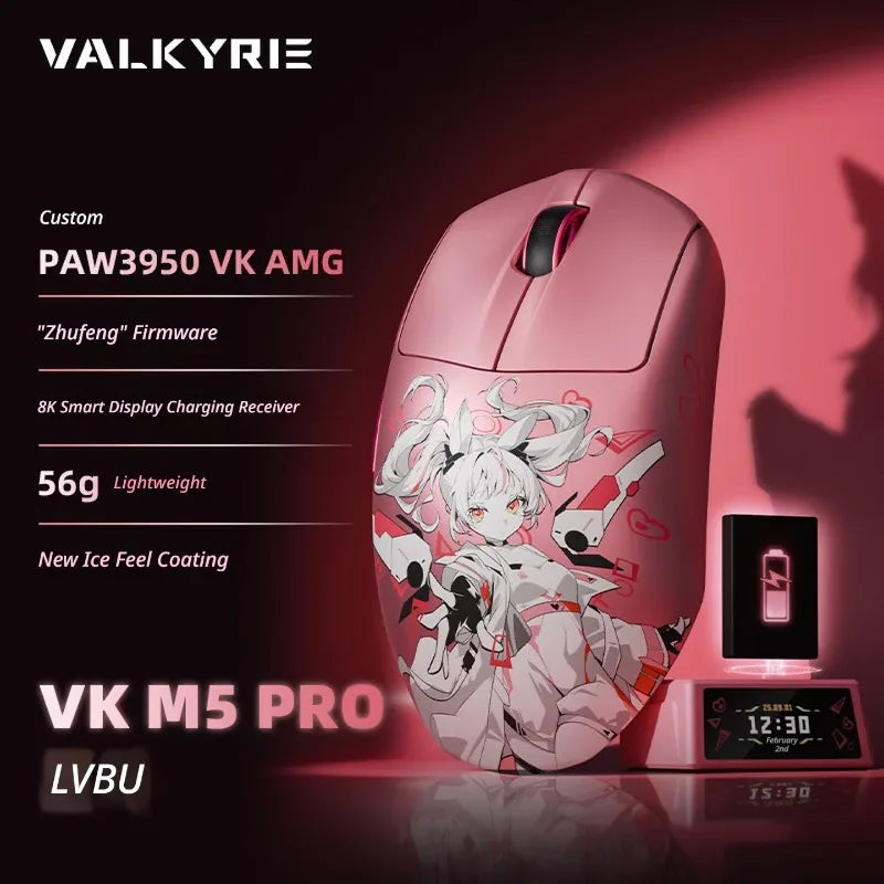 VALKYRIE VK M5 PRO Wireless Mouse Dual 8K Intelligent Display Screen Receiver Ergonomic Lightweight Low Latency Gaming Mouse