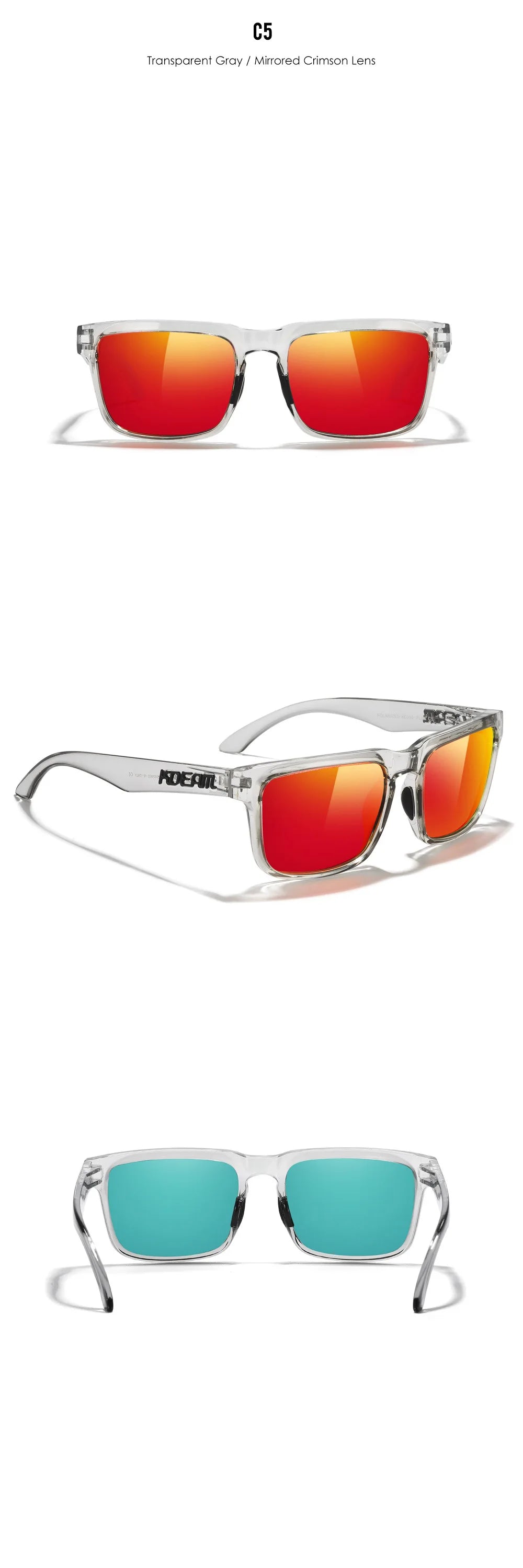 KDEAM Large Size Square Men's Sunglasses Polarized Photochromic Oversized Sun Glasses Fashion Women Shades Upgraded Edition