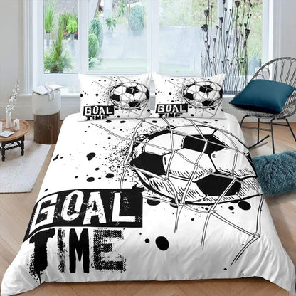 Kinder-Fußball-Bettbezug Queen Size, American-Soccer-Bettwäsche-Set, Sport-Bettdeckenbezug für Jungen, Mädchen und Kinder