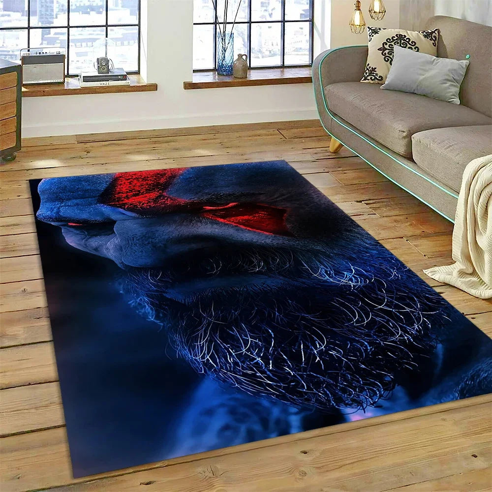God of War Games Kratos Cartoon 3D Carpet Rug for Bedroom Living Room Home Sofa Decoration,Children Game Large Decor Floor Mat