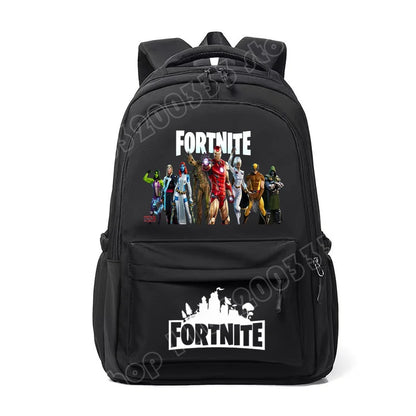 Mochila Fortnite para Crianças, Portátil e de Grande Capacidade, Mala Escolar de Estudante com Estampado Cartoon e Alças de Ombro, Material Escolar para Rapazes, Presente