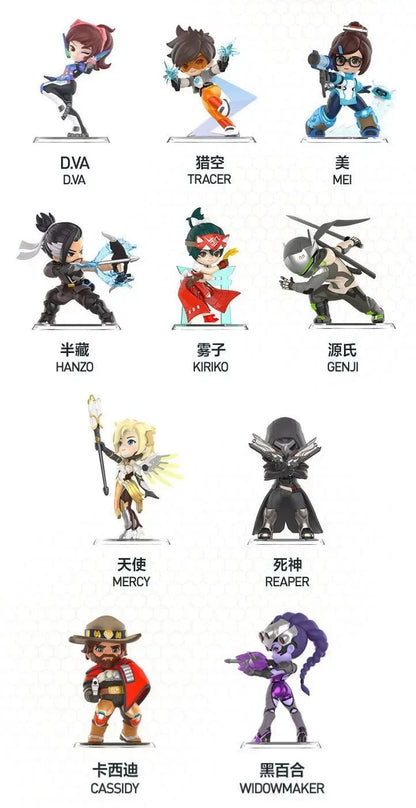 POP MART Original Overwatch Play Of The Game Series Blind Box PVC-Sammelfiguren, Schreibtischdekoration, Mädchen-Spielzeugmodell für Fans