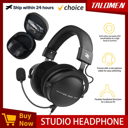 Auscultadores de Estúdio TALOMEN W550x – Auscultadores Profissionais de DJ com Fio, Over-Ear, para Monitorização, com Drivers de 50mm e Cabo Amovível