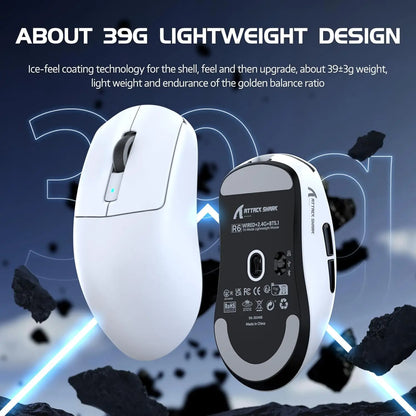 Attack Shark R6 leichte kabellose Gaming-Maus, Computermaus mit PAW 3950Max Sensor und Nordic 52480, 8KHz Polling