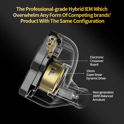 KZ ZSN Pro 2 Hybrid-In-Ear-Kopfhörer mit Kabel – 1BA+1DD HiFi-Bass, geräuschunterdrückende Ohrhörer mit Mikrofon