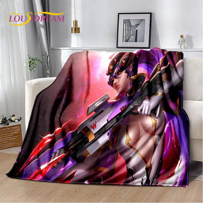Overwatch Gamer DVA Reaper Manta Macia de Peluche, Manta de Flanela para Sala de Estar, Quarto, Cama, Sofá, Piquenique, Criança, 3D